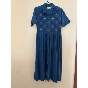 Denim Blue Floral Midi Dress